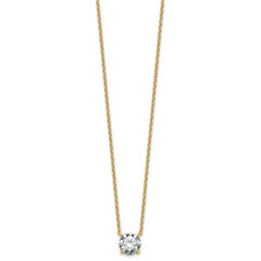 14k 2 1/2 carat Certified Lab Grown Diamond VS+ F+ Round Complete Four Prong 18 inch Solitaire Necklace