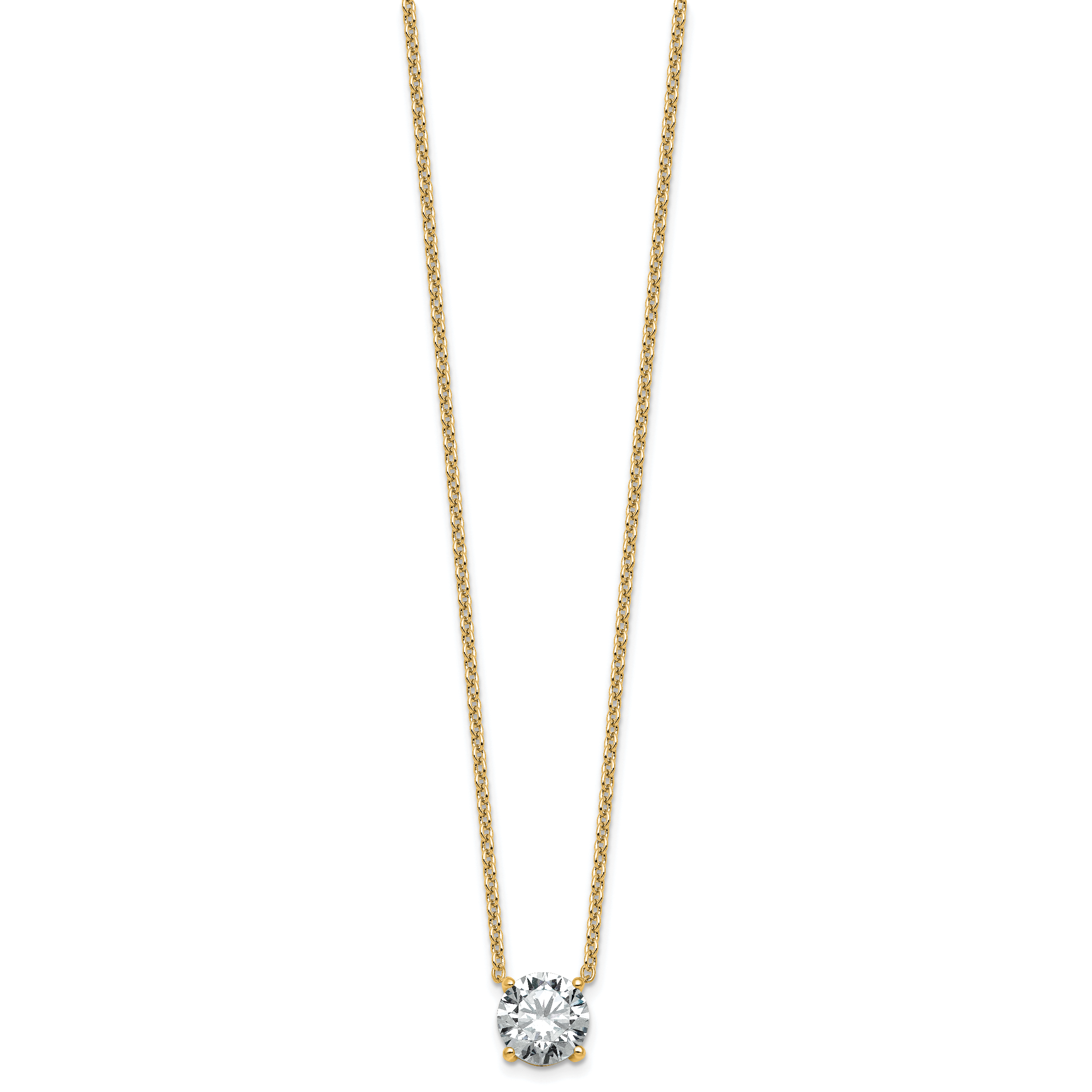 14k 2 1/2 carat Lab Grown Diamond VS+ F+ Round Complete Four Prong 18 inch Solitaire Necklace Secondary image