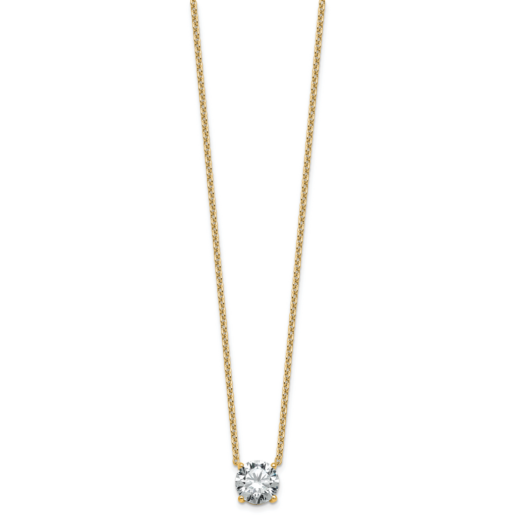 14k 2 1/2 carat Lab Grown Diamond VS+ F+ Round Complete Four Prong 18 inch Solitaire Necklace