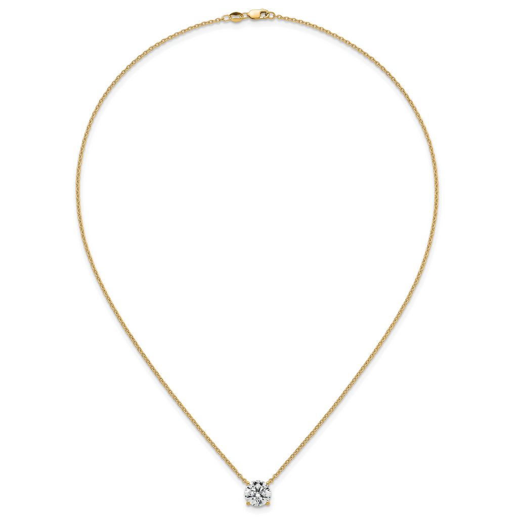 14k 2 1/2 carat Lab Grown Diamond VS+ F+ Round Complete Four Prong 18 inch Solitaire Necklace