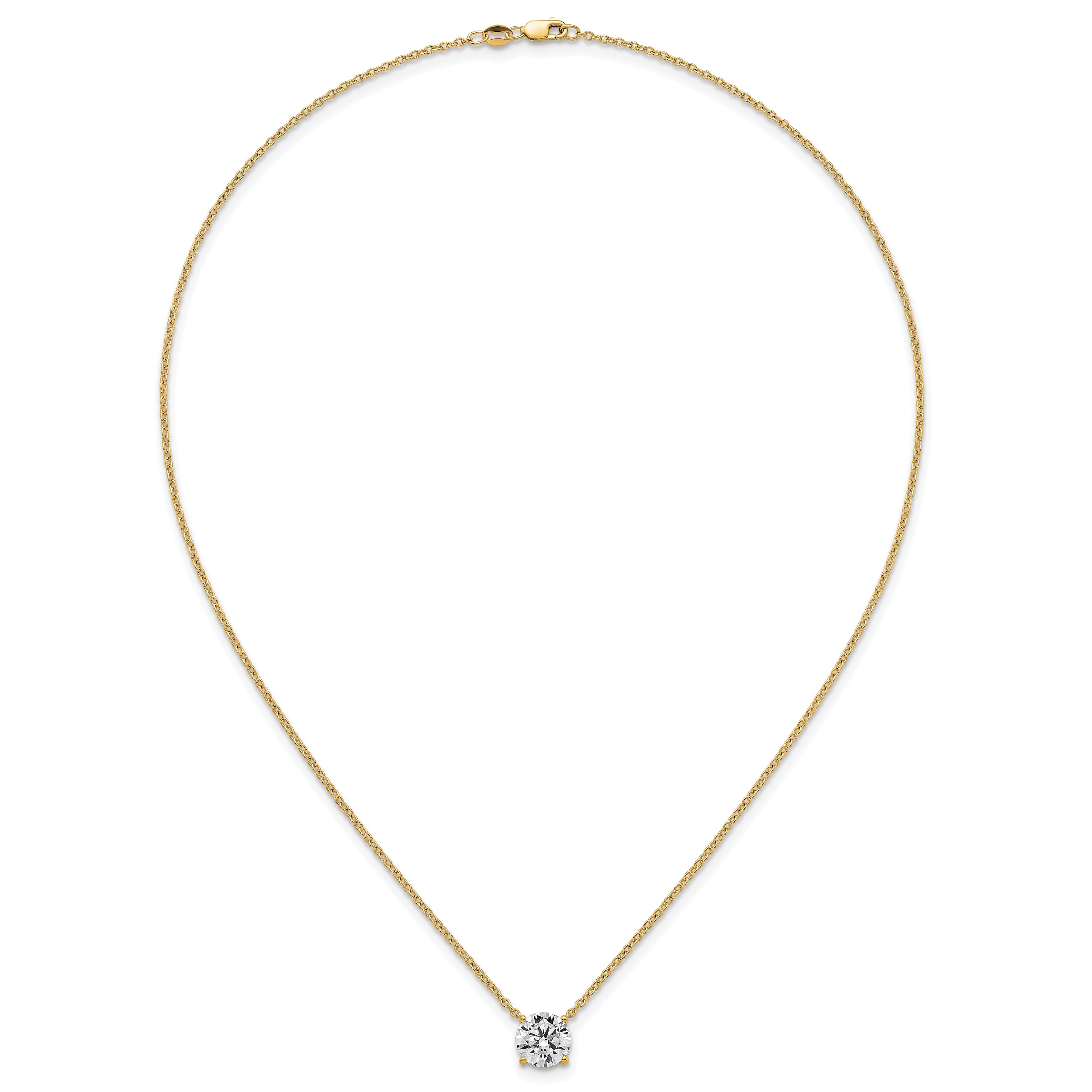 14k 2 1/2 carat Certified Lab Grown Diamond VS+ F+ Round Complete Four Prong 18 inch Solitaire Necklace