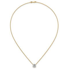 14k 2 1/2 carat Certified Lab Grown Diamond VS+ F+ Round Complete Four Prong 18 inch Solitaire Necklace