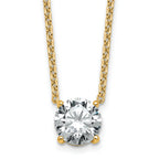 14k 2 1/2 carat Lab Grown Diamond VS+ F+ Round Complete Four Prong 18 inch Solitaire Necklace