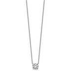 14k White Gold 3 carat Lab Grown Diamond VS/SI+ G+ Round Complete Four Prong 18 inch Solitaire Necklace