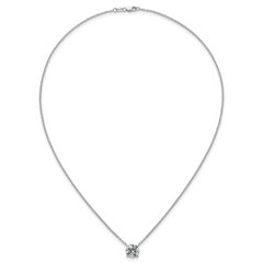 14k White Gold 3 carat Certified Lab Grown Diamond VS/SI+ G+ Round Complete Four Prong 18 inch Solitaire Necklace