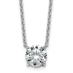 14k White Gold 3 carat Certified Lab Grown Diamond VS/SI+ G+ Round Complete Four Prong 18 inch Solitaire Necklace