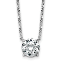 14k White Gold 3 carat Certified Lab Grown Diamond VS/SI+ G+ Round Complete Four Prong 18 inch Solitaire Necklace