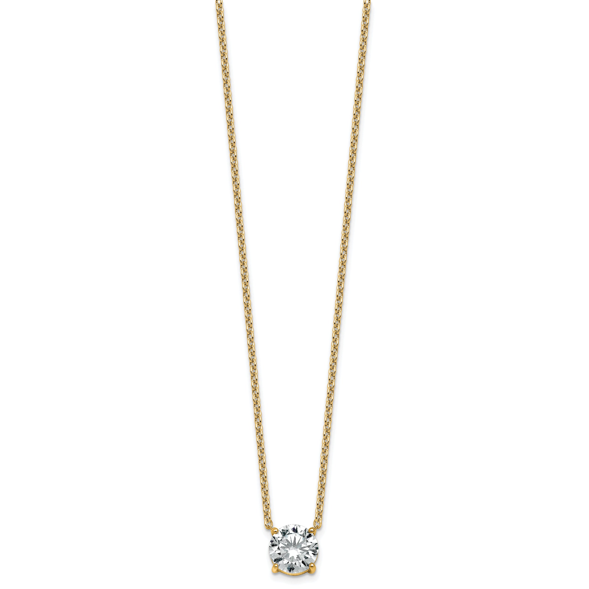 14k 3 carat Certified Lab Grown Diamond VS+ F+ Round Complete Four Prong 18 inch Solitaire Necklace