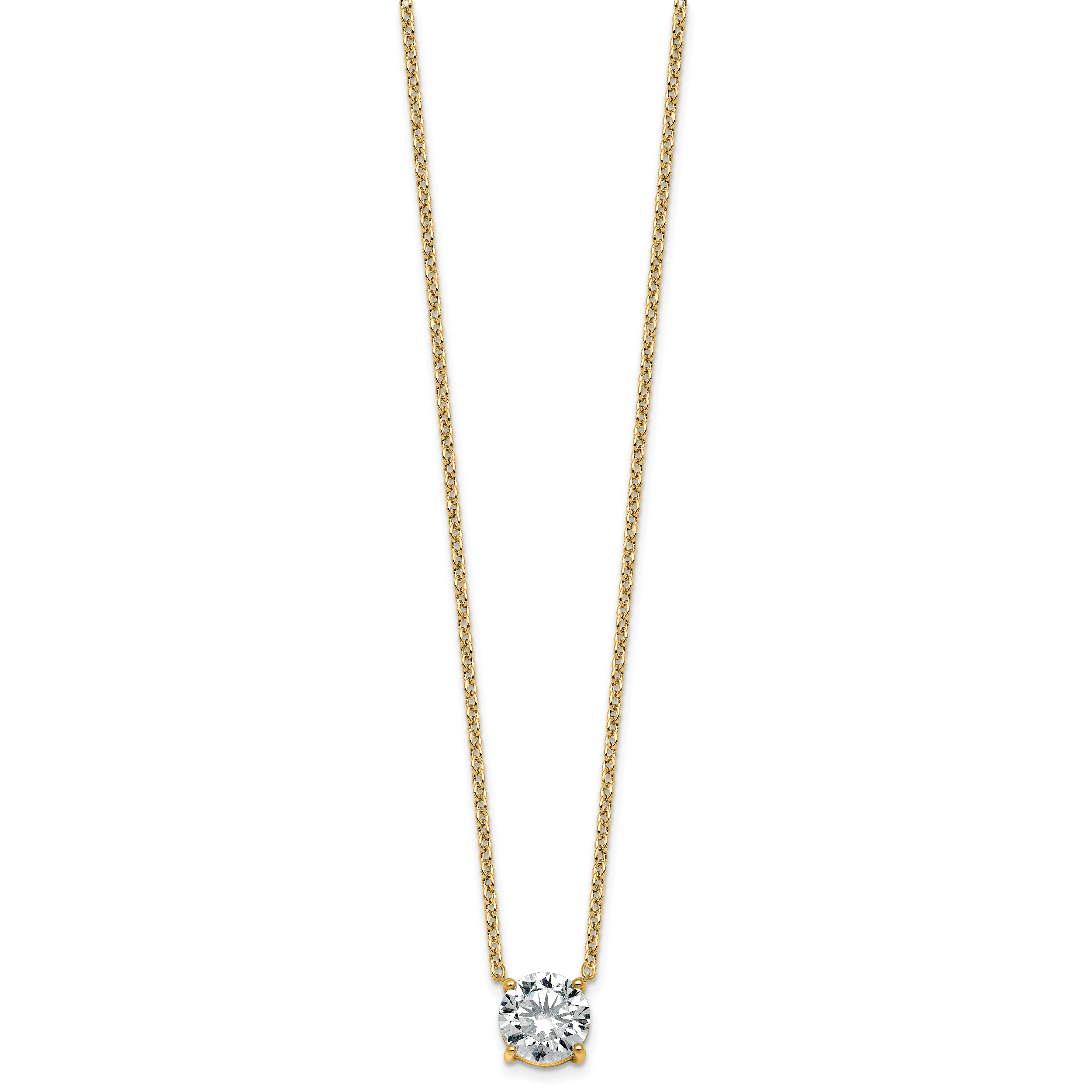 14k 3 carat Certified Lab Grown Diamond VS+ F+ Round Complete Four Prong 18 inch Solitaire Necklace Secondary image