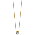 14k 3 carat Certified Lab Grown Diamond VS+ F+ Round Complete Four Prong 18 inch Solitaire Necklace