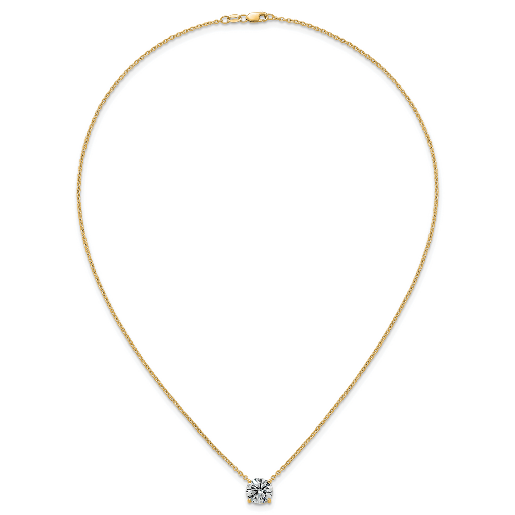 14k 3 carat Lab Grown Diamond VS+ F+ Round Complete Four Prong 18 inch Solitaire Necklace