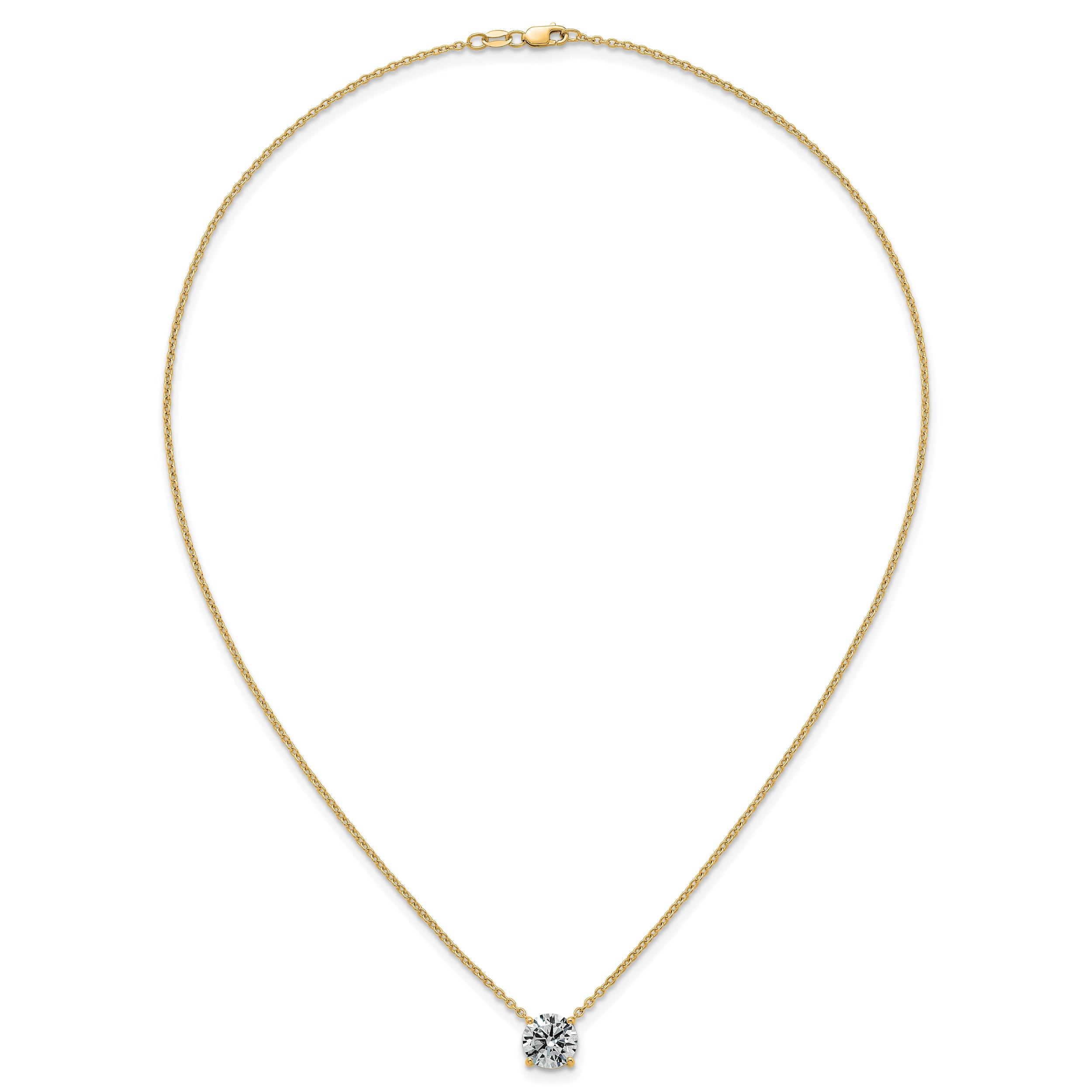 14k 3 carat Certified Lab Grown Diamond VS+ F+ Round Complete Four Prong 18 inch Solitaire Necklace