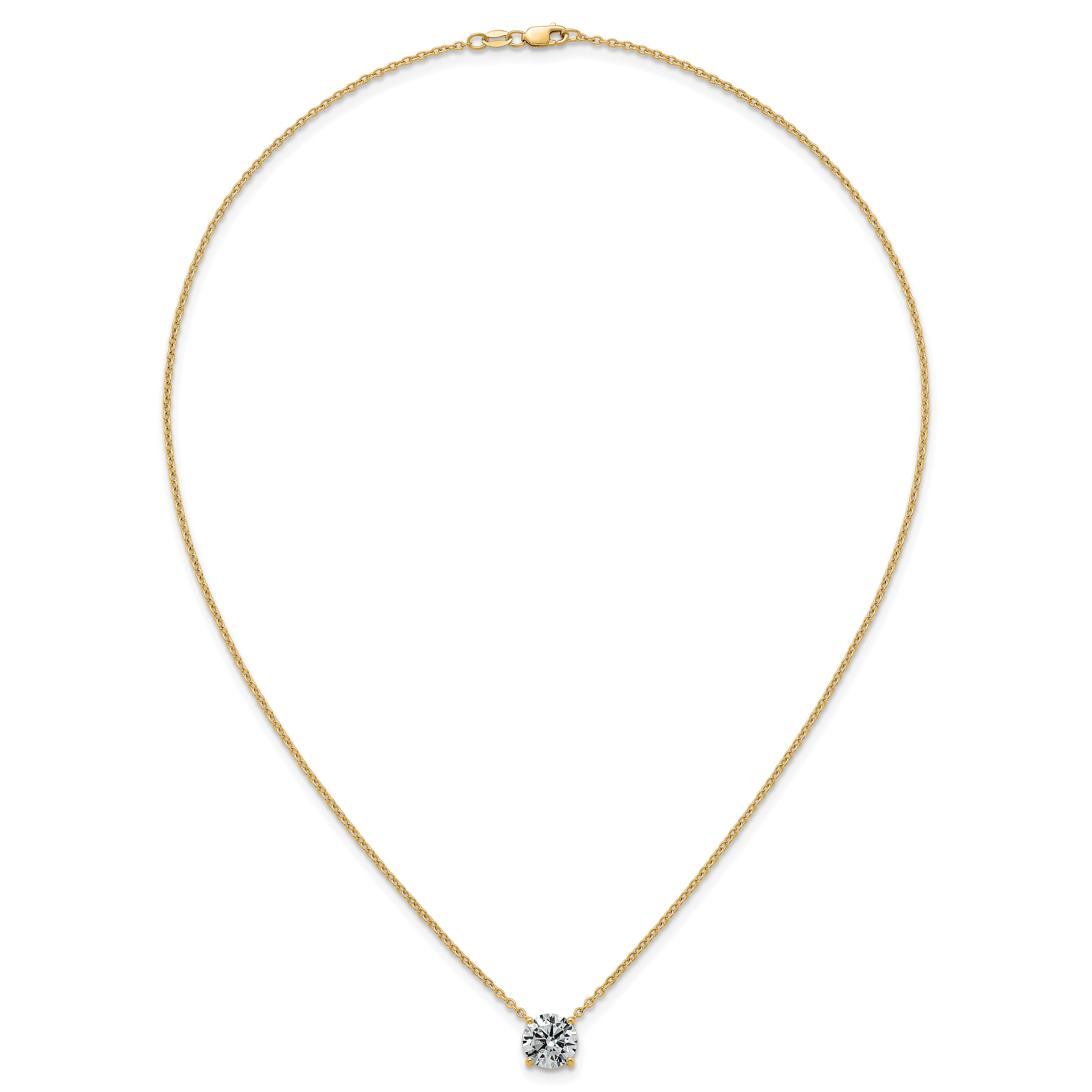 14k 3 carat Certified Lab Grown Diamond VS+ F+ Round Complete Four Prong 18 inch Solitaire Necklace