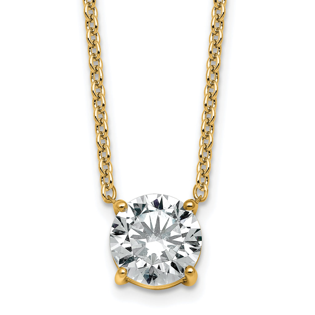 14k 3 carat Certified Lab Grown Diamond VS+ F+ Round Complete Four Prong 18 inch Solitaire Necklace