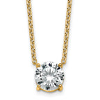 14k 3 carat Certified Lab Grown Diamond VS+ F+ Round Complete Four Prong 18 inch Solitaire Necklace