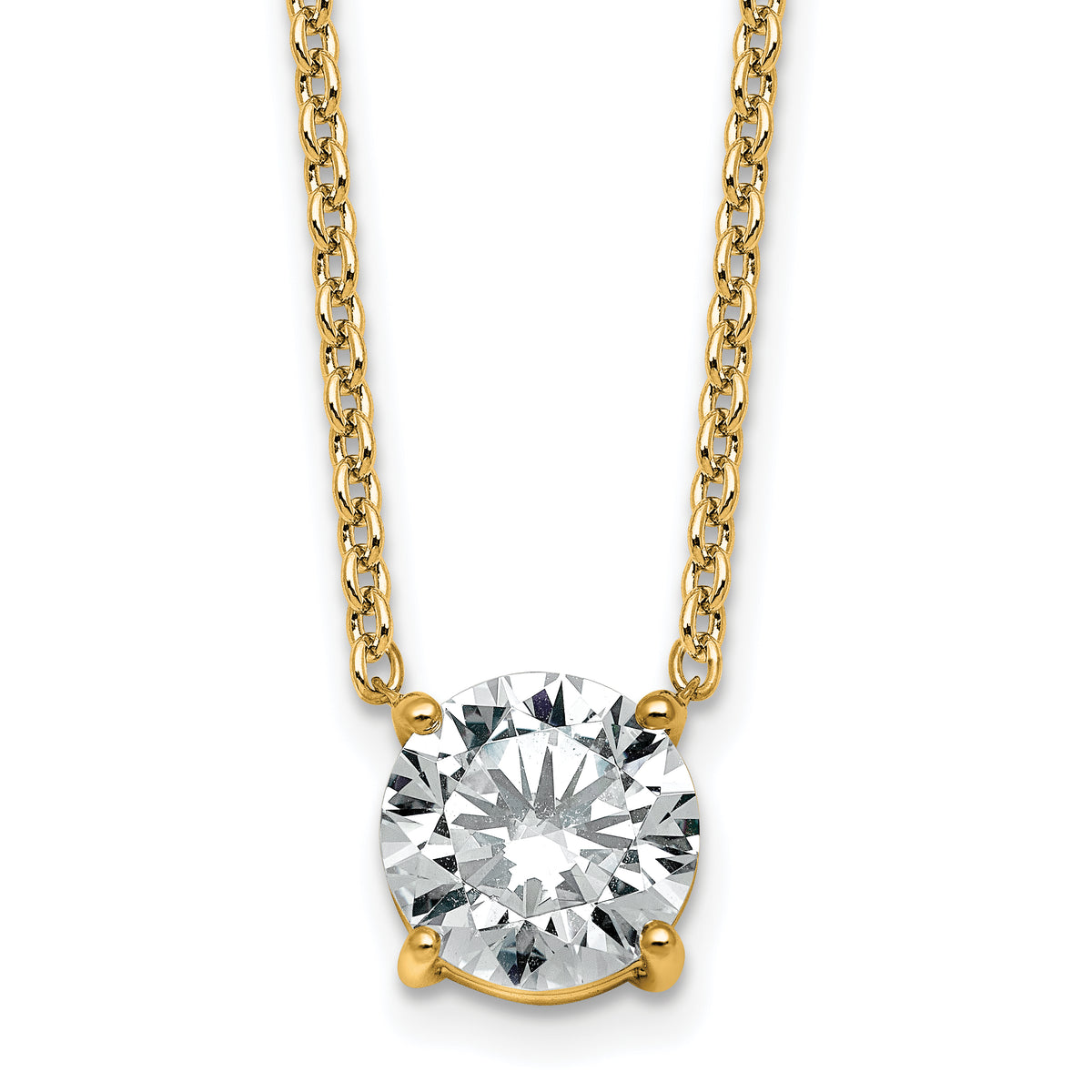 14k 3 carat Certified Lab Grown Diamond VS+ F+ Round Complete Four Prong 18 inch Solitaire Necklace