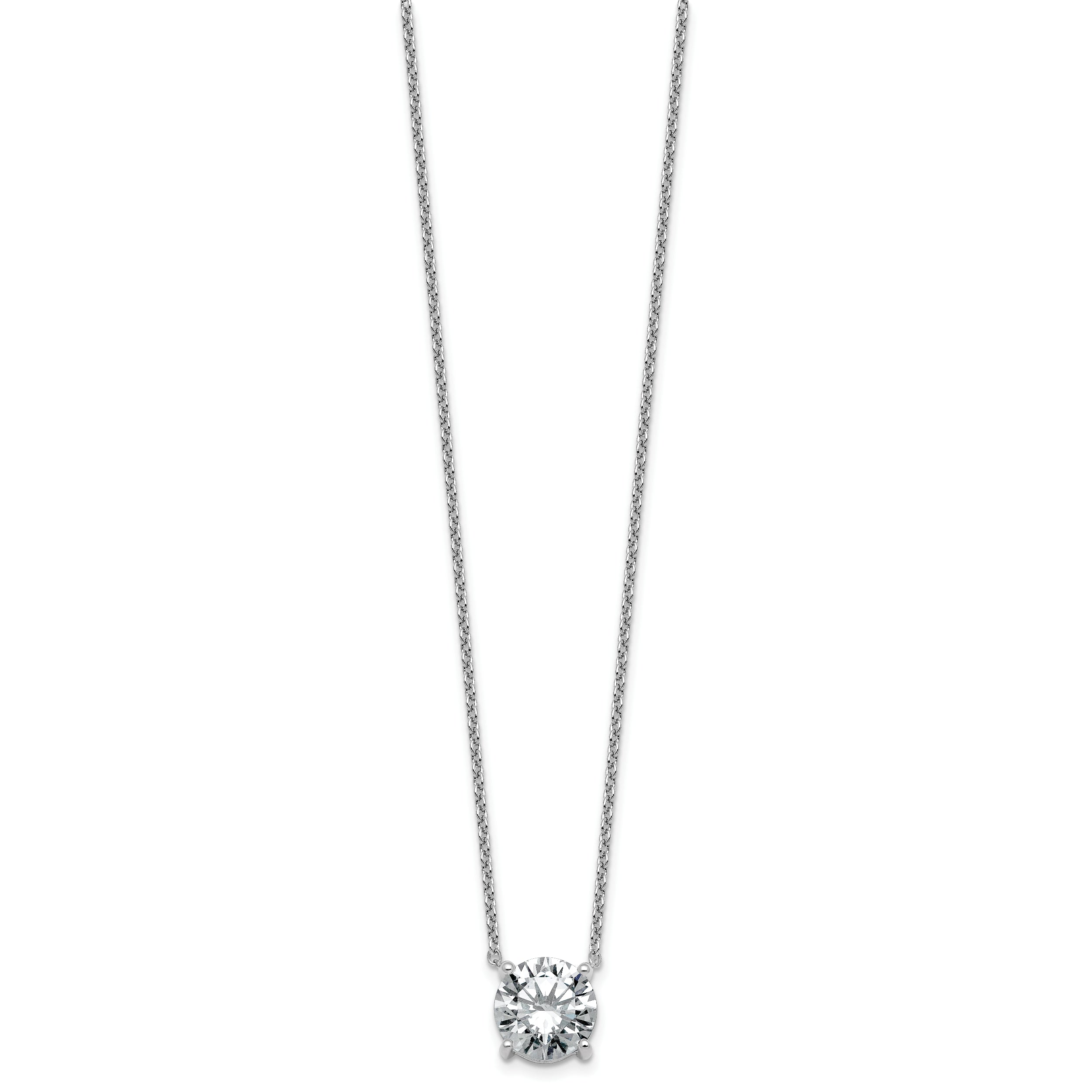 14k White Gold 3 1/2 carat Certified Lab Grown Diamond VS/SI+ G+ Round Complete Four Prong 18 inch Solitaire Necklace