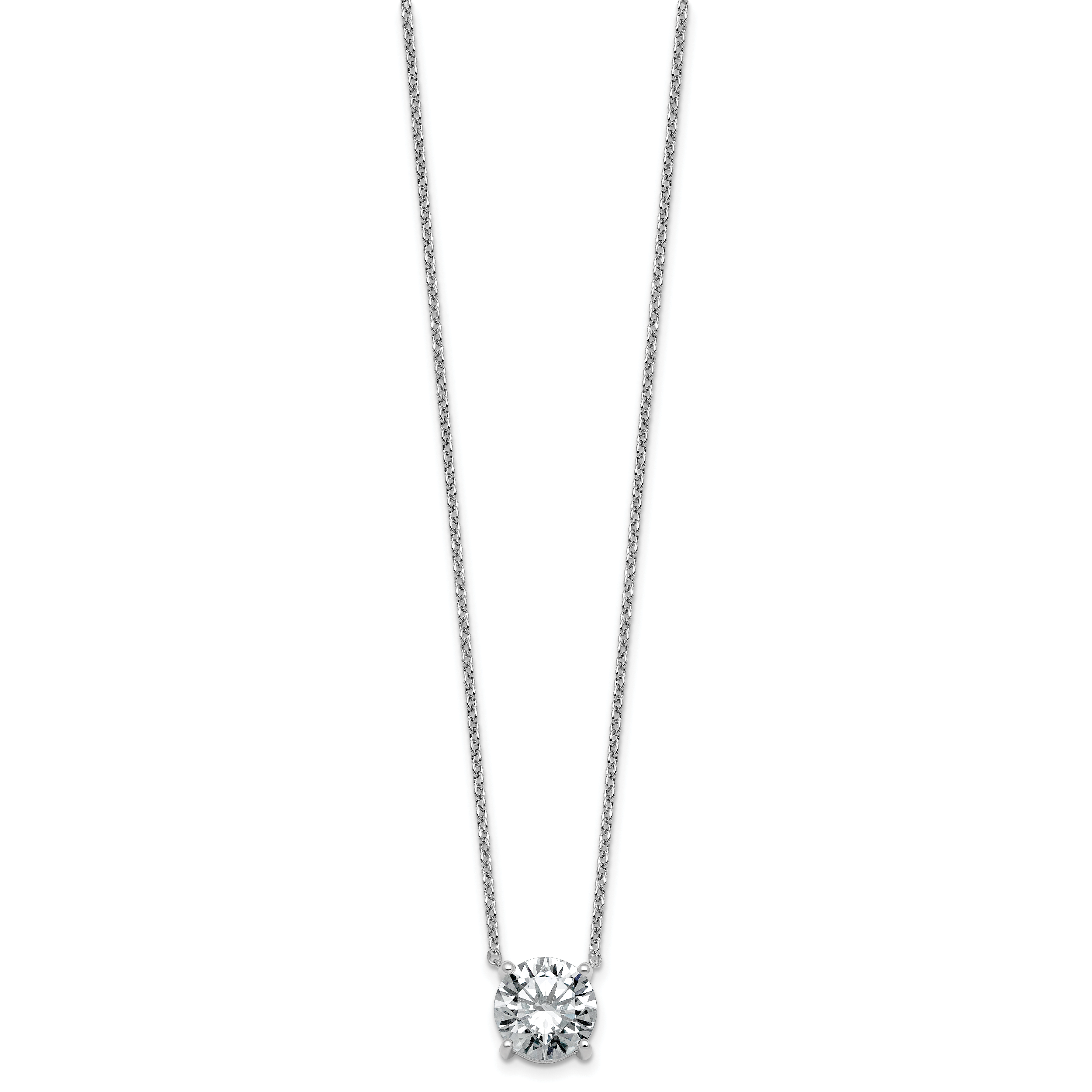 14k White Gold 3 1/2 carat Certified Lab Grown Diamond VS/SI+ G+ Round Complete Four Prong 18 inch Solitaire Necklace Secondary image