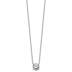 14k White Gold 3 1/2 carat Certified Lab Grown Diamond VS/SI+ G+ Round Complete Four Prong 18 inch Solitaire Necklace