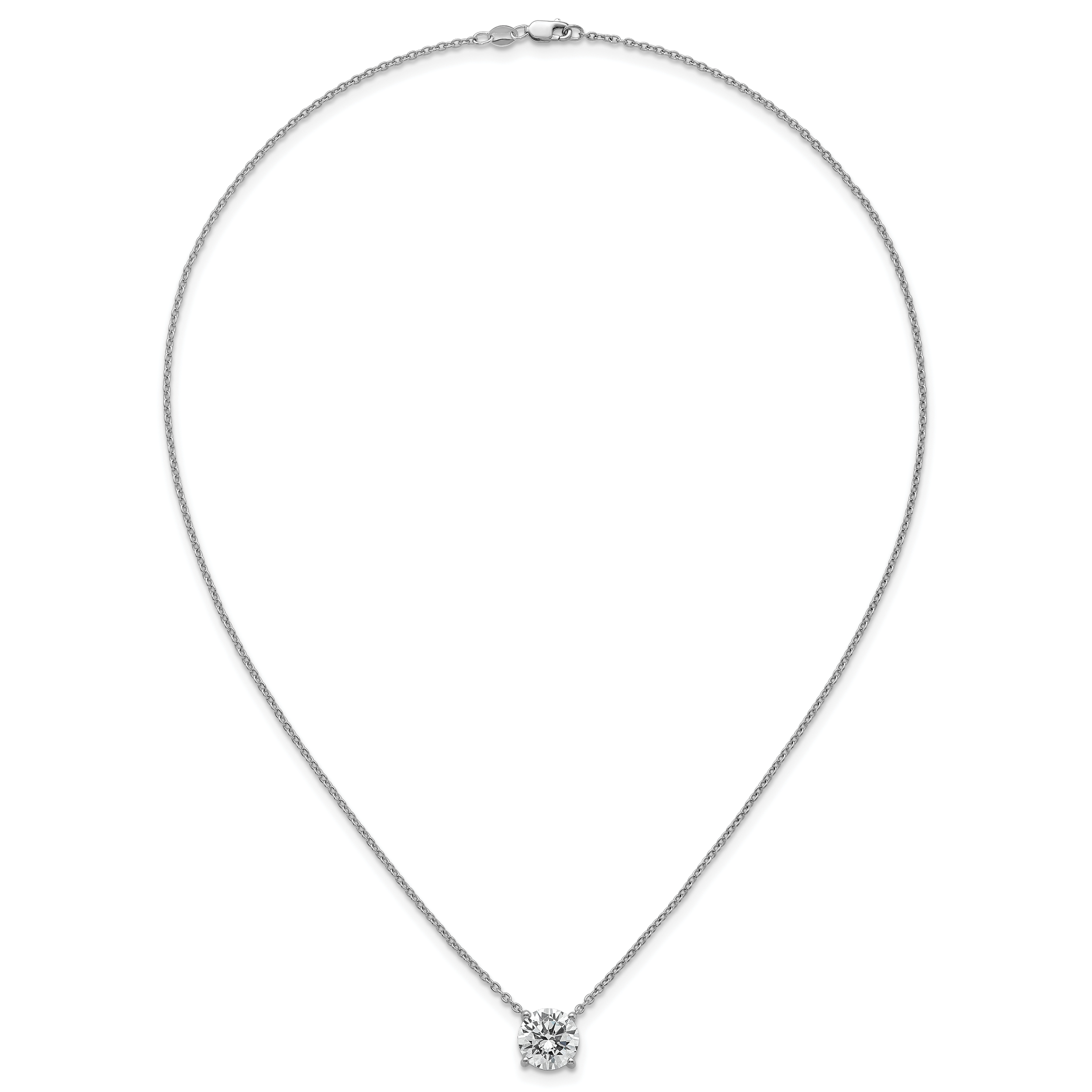 14k White Gold 3 1/2 carat Lab Grown Diamond VS/SI+ G+ Round Complete Four Prong 18 inch Solitaire Necklace