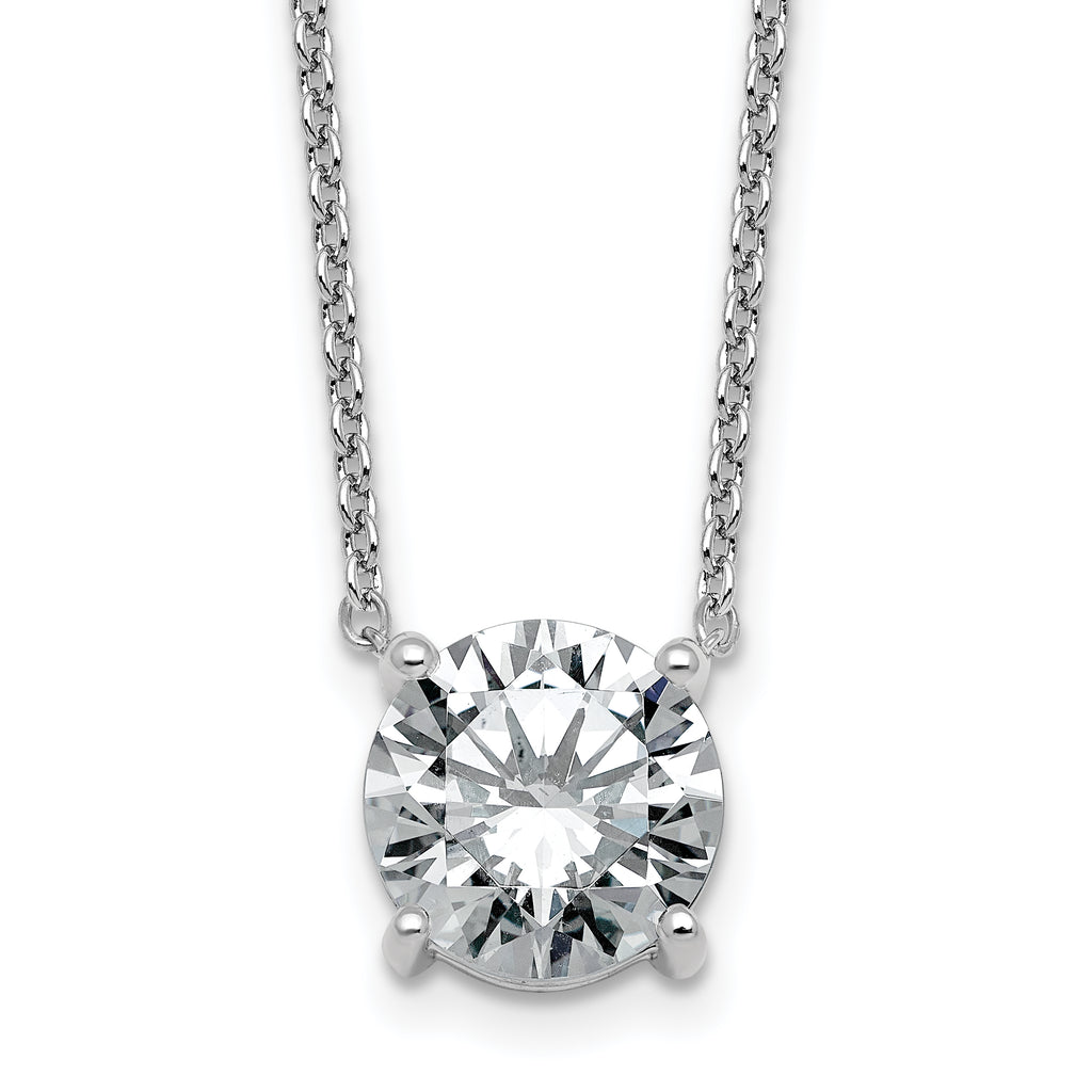 14k White Gold 3 1/2 carat Certified Lab Grown Diamond VS/SI+ G+ Round Complete Four Prong 18 inch Solitaire Necklace