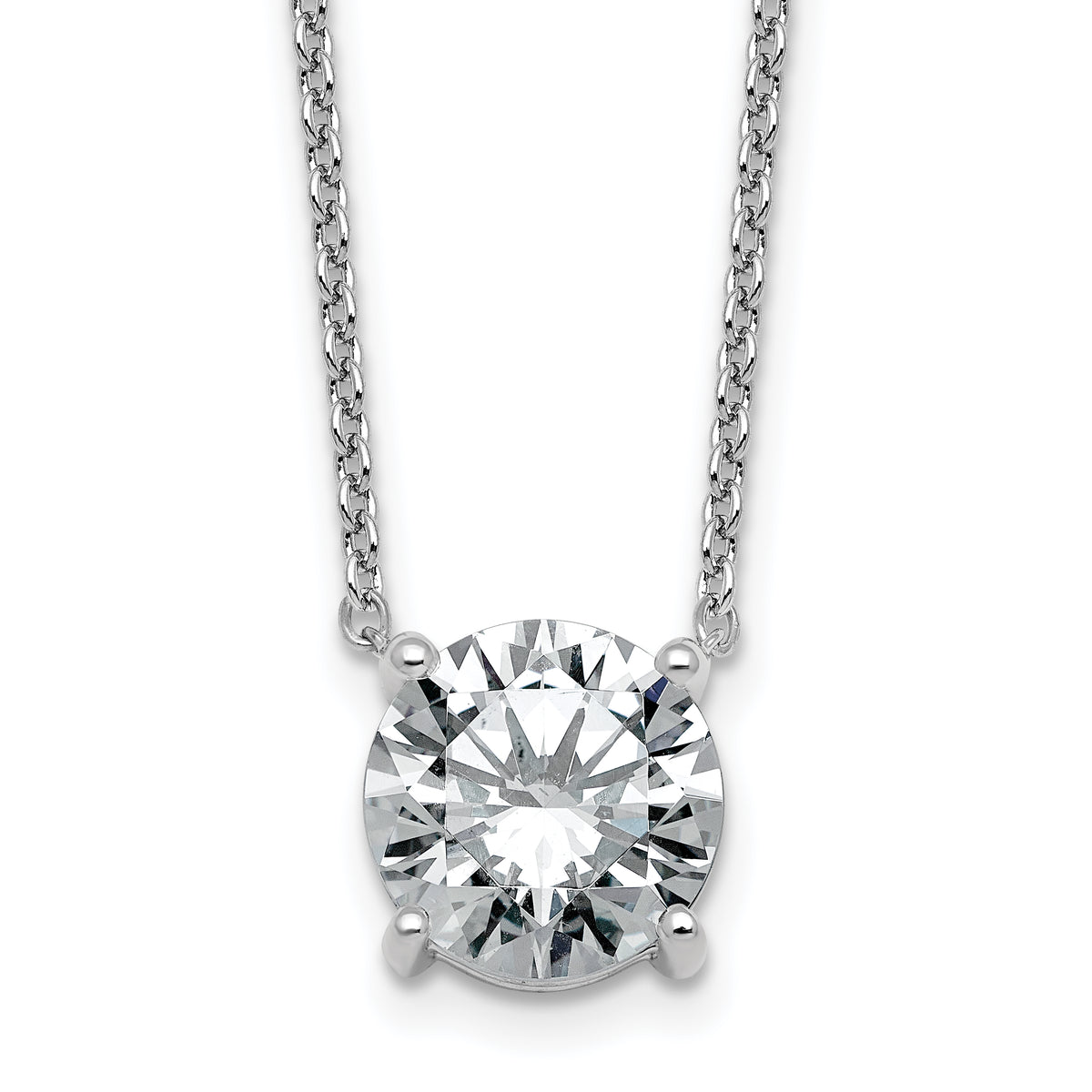 14k White Gold 3 1/2 carat Certified Lab Grown Diamond VS/SI+ G+ Round Complete Four Prong 18 inch Solitaire Necklace