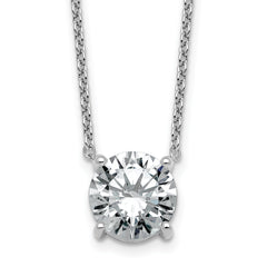 14k White Gold 3 1/2 carat Certified Lab Grown Diamond VS/SI+ G+ Round Complete Four Prong 18 inch Solitaire Necklace