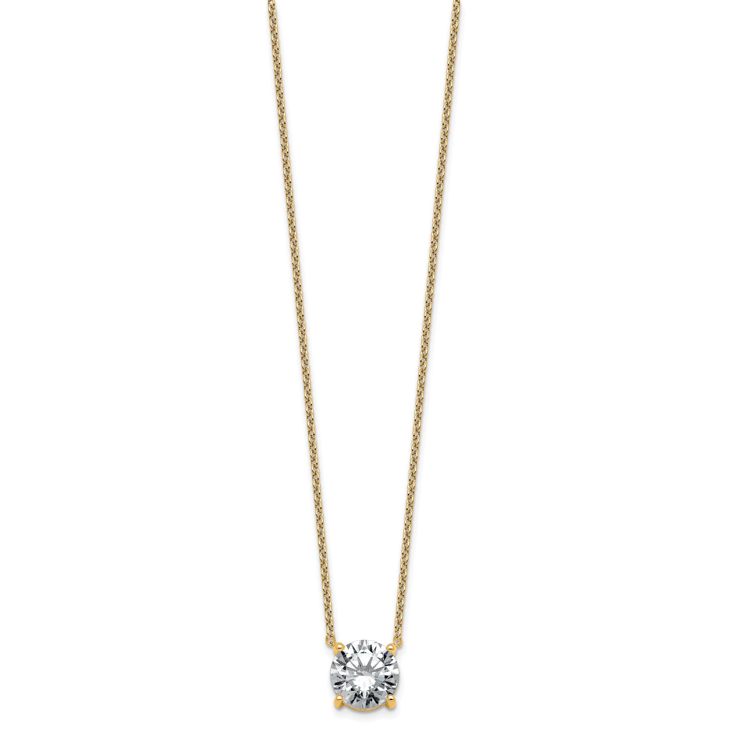 14k 3 1/2 carat Certified Lab Grown Diamond VS+ F+ Round Complete Four Prong 18 inch Solitaire Necklace