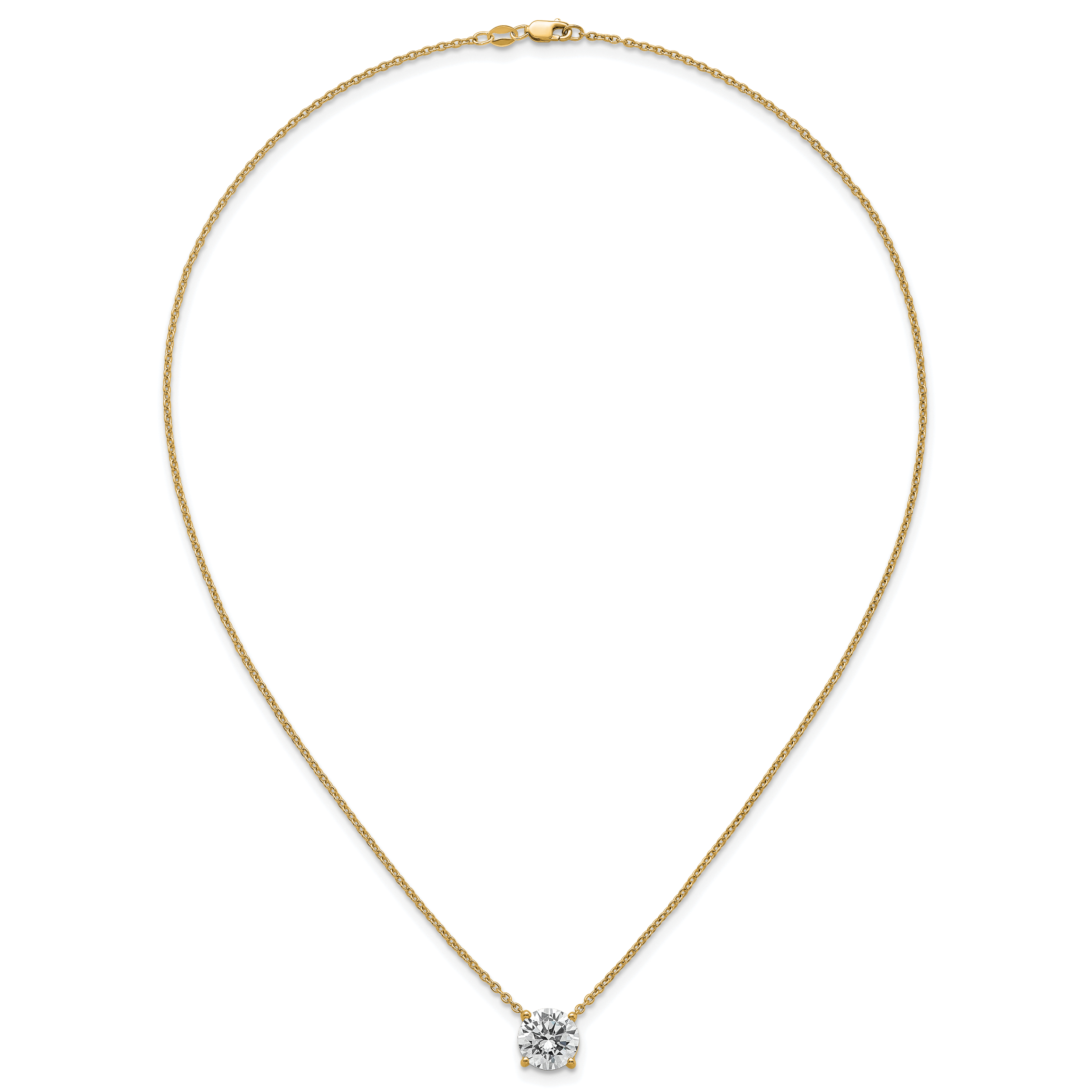 14k 3 1/2 carat Certified Lab Grown Diamond VS+ F+ Round Complete Four Prong 18 inch Solitaire Necklace