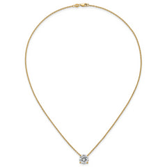 14k 3 1/2 carat Certified Lab Grown Diamond VS+ F+ Round Complete Four Prong 18 inch Solitaire Necklace