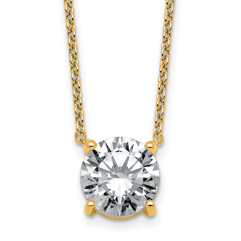 14k 3 1/2 carat Lab Grown Diamond VS+ F+ Round Complete Four Prong 18 inch Solitaire Necklace