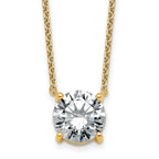 14k 3 1/2 carat Lab Grown Diamond VS+ F+ Round Complete Four Prong 18 inch Solitaire Necklace
