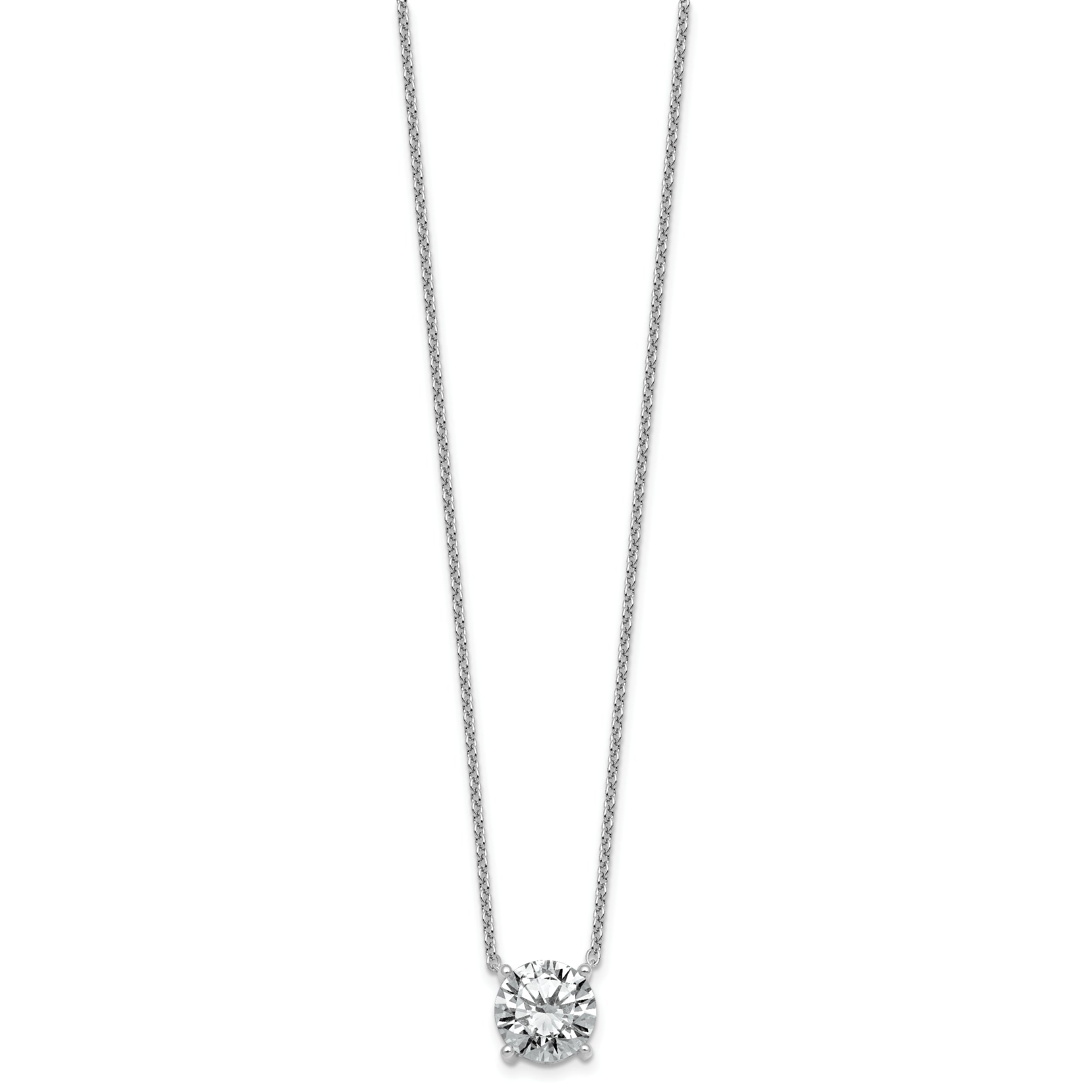 14k White Gold 4 carat Certified Lab Grown Diamond VS/SI+ G+ Round Complete Four Prong 18 inch Solitaire Necklace