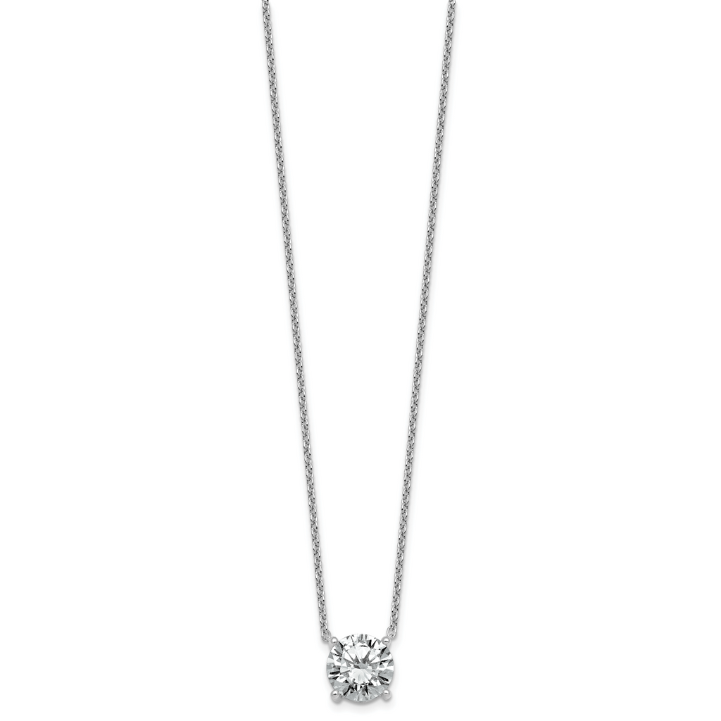 14k White Gold 4 carat Certified Lab Grown Diamond VS/SI+ G+ Round Complete Four Prong 18 inch Solitaire Necklace