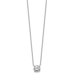 14k White Gold 4 carat Certified Lab Grown Diamond VS/SI+ G+ Round Complete Four Prong 18 inch Solitaire Necklace