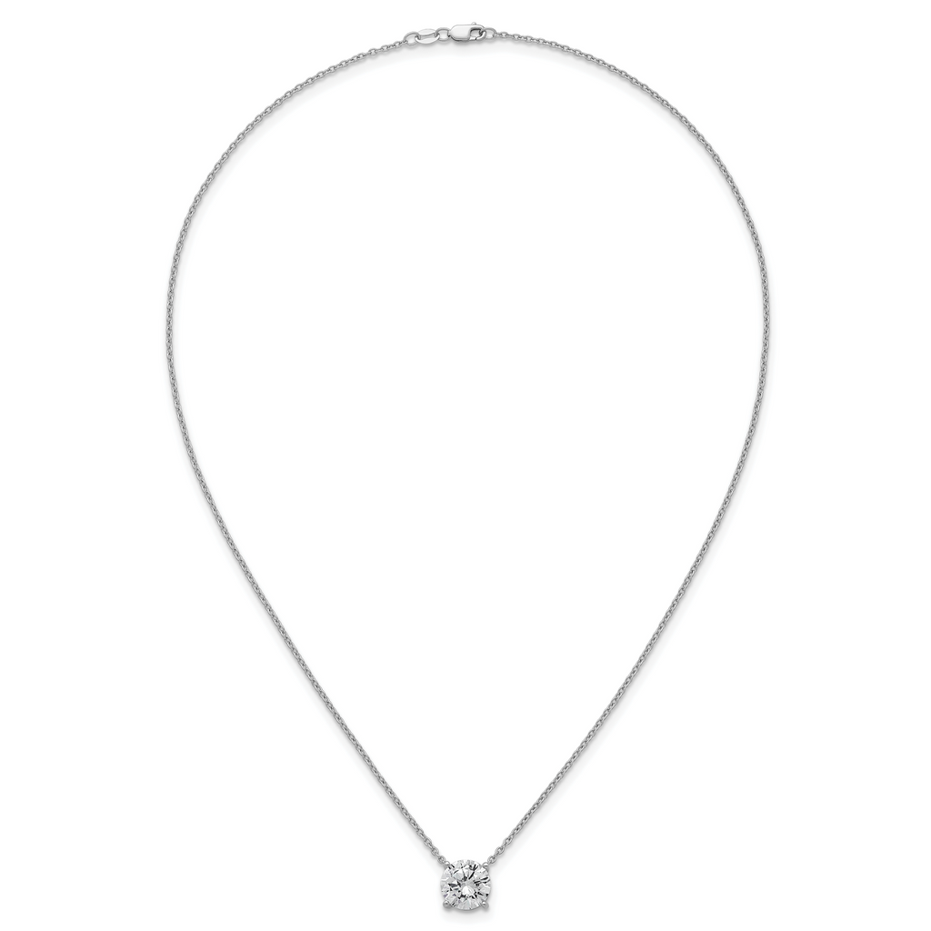 14k White Gold 4 carat Certified Lab Grown Diamond VS/SI+ G+ Round Complete Four Prong 18 inch Solitaire Necklace