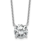 14k White Gold 4 carat Certified Lab Grown Diamond VS/SI+ G+ Round Complete Four Prong 18 inch Solitaire Necklace