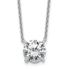 14k White Gold 4 carat Certified Lab Grown Diamond VS/SI+ G+ Round Complete Four Prong 18 inch Solitaire Necklace
