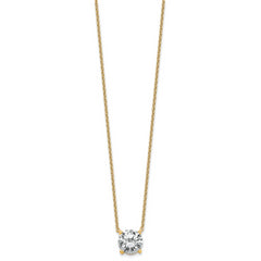 14k 4 carat Lab Grown Diamond VS+ F+ Round Complete Four Prong 18 inch Solitaire Necklace