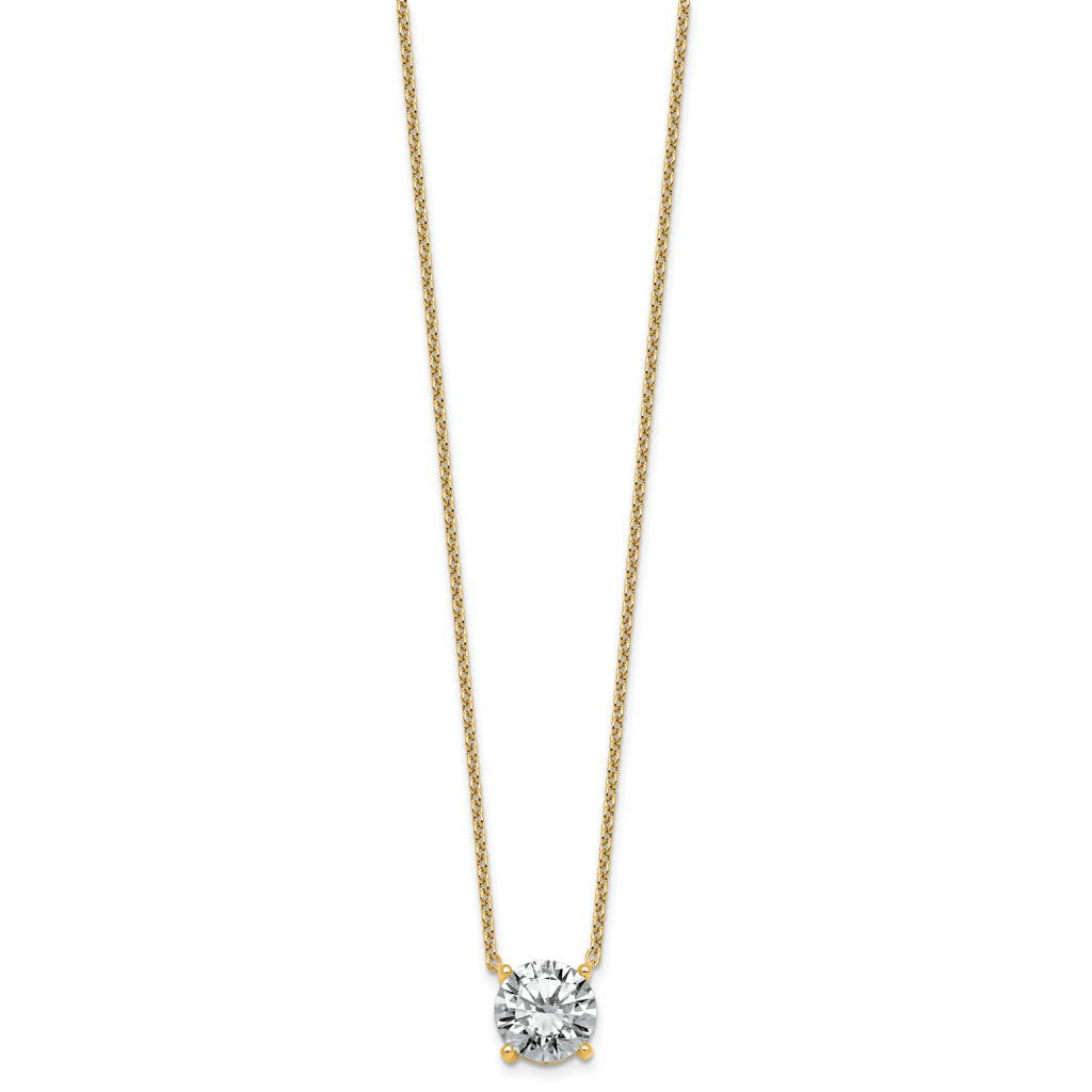 14k 4 carat Certified Lab Grown Diamond VS+ F+ Round Complete Four Prong 18 inch Solitaire Necklace