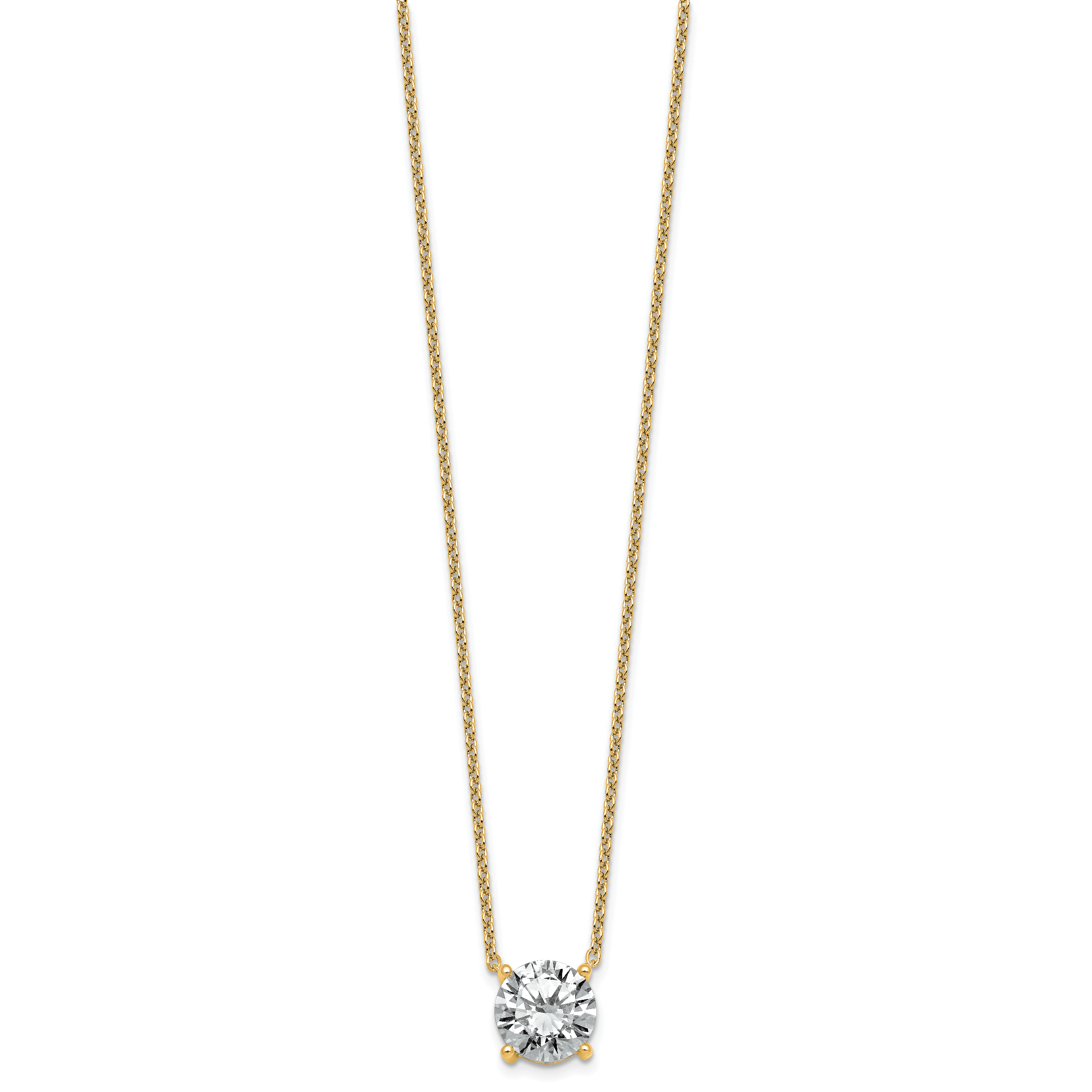 14k 4 carat Certified Lab Grown Diamond VS+ F+ Round Complete Four Prong 18 inch Solitaire Necklace