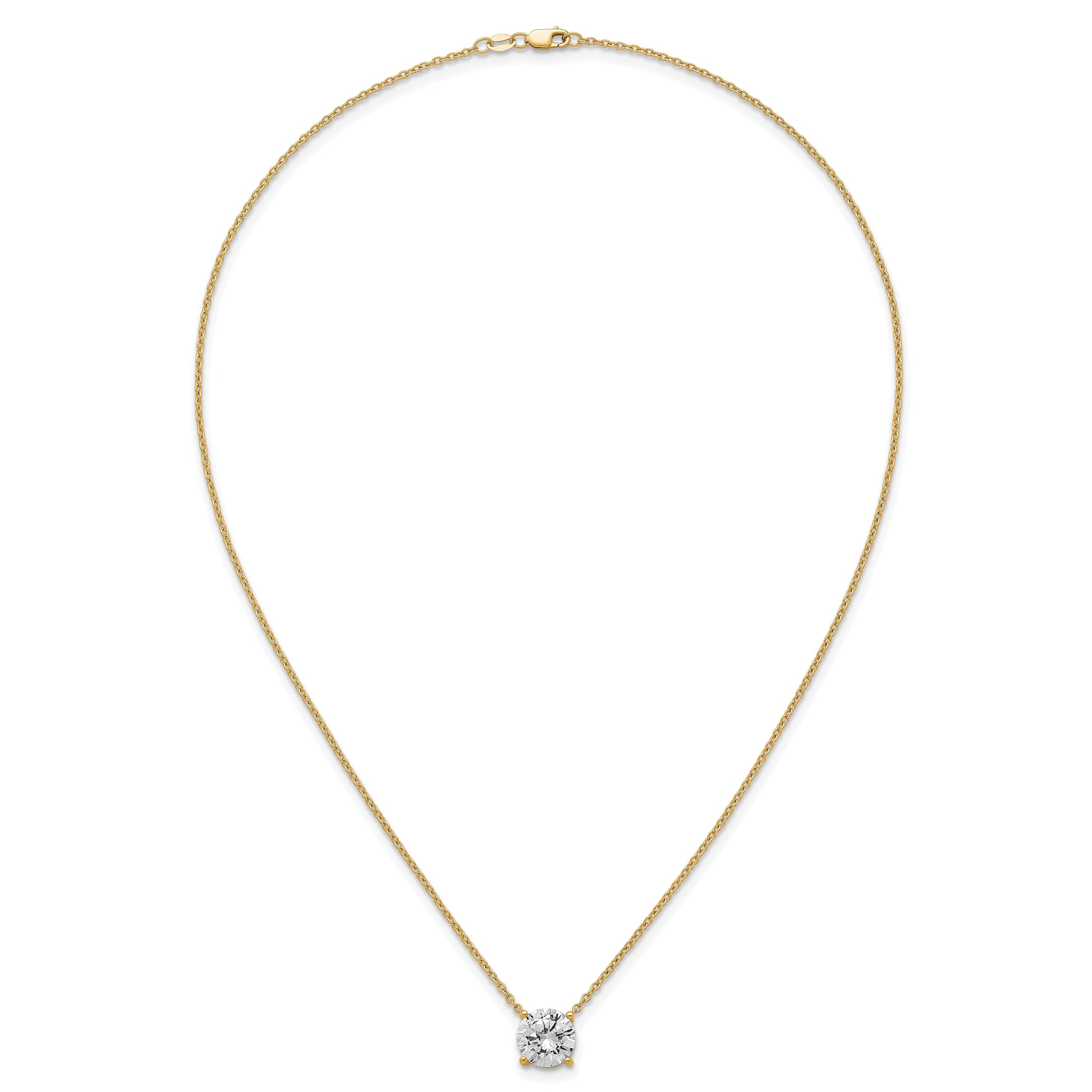 14k 4 carat Lab Grown Diamond VS+ F+ Round Complete Four Prong 18 inch Solitaire Necklace