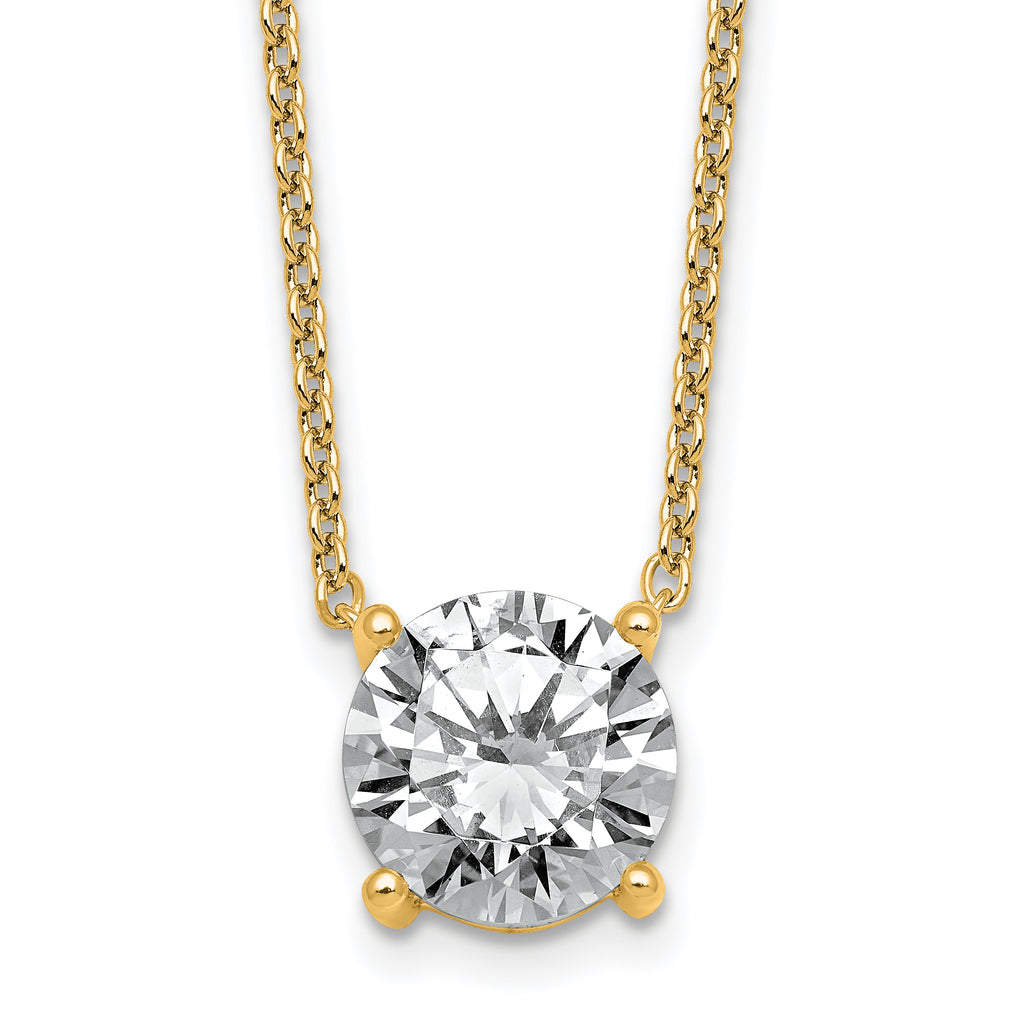 14k 4 carat Lab Grown Diamond VS+ F+ Round Complete Four Prong 18 inch Solitaire Necklace