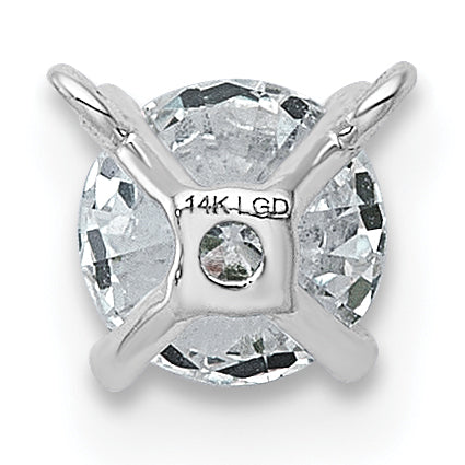 14k White Gold 1/2 carat Lab Grown Diamond VS+ F+ Round Complete Four Prong Chain Slide Pendant
