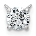 14k White Gold 1/2 carat Lab Grown Diamond VS+ F+ Round Complete Four Prong Chain Slide Pendant