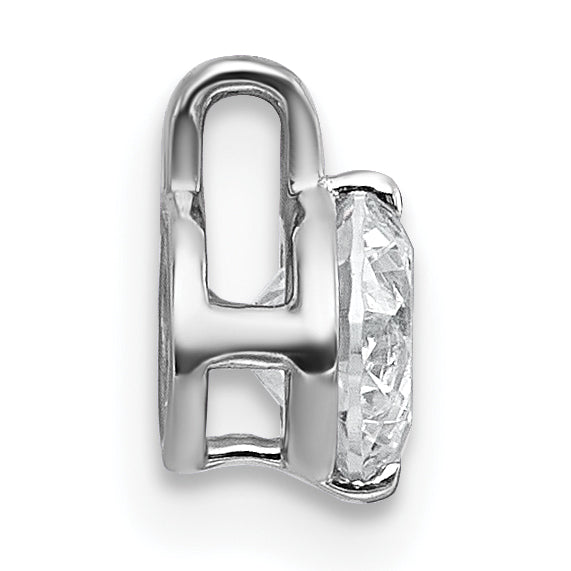 14k White Gold 1/2 carat Lab Grown Diamond VS+ F+ Round Complete Bezel Set Chain Slide Pendant