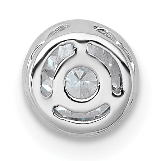 14k White Gold 3/8 carat Lab Grown Diamond VS+ F+ Round Complete Bezel Set Chain Slide Pendant