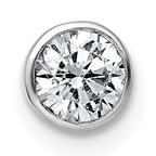 14k White Gold 1/2 carat Lab Grown Diamond VS+ F+ Round Complete Bezel Set Chain Slide Pendant