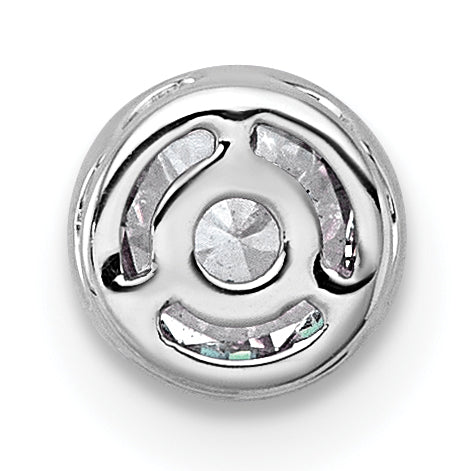 14k White Gold 5/8 carat Lab Grown Diamond VS+ F+ Round Complete Bezel Set Chain Slide Pendant
