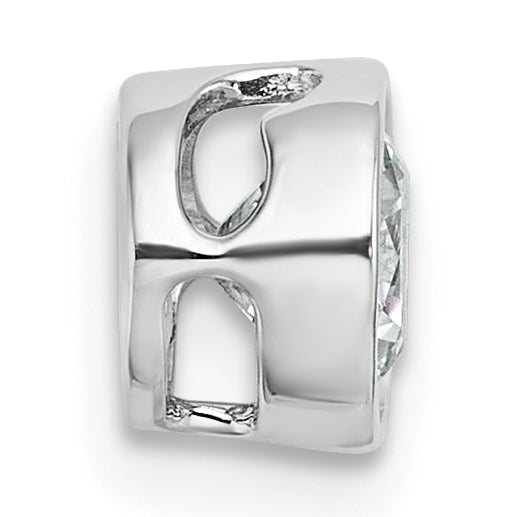 14k White Gold 3/4 carat Lab Grown Diamond VS+ F+ Round Complete Bezel Set Chain Slide Pendant